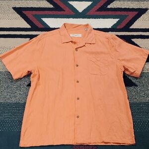 Tommy Bahama Men's Coral Floral Button Down Large Tee Shirt